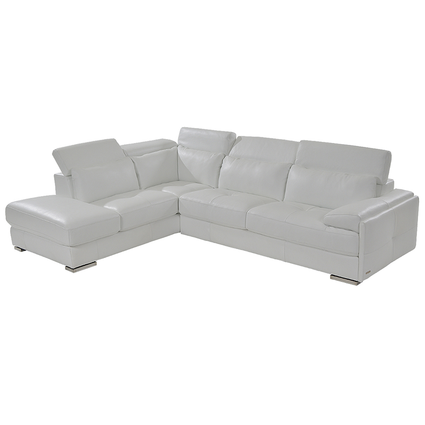Kennedy White Leather Sofa w/Left Chaise El Dorado Furniture