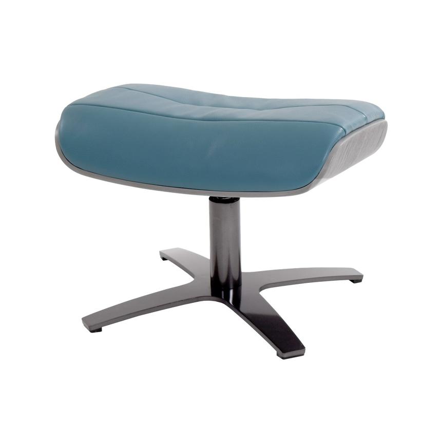 Enzo Blue Leather Ottoman El Dorado Furniture