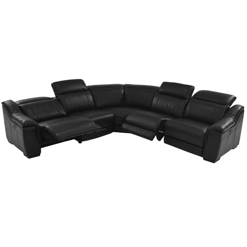 Davis Black Motion Leather Sofa W Right Left Recliners El Davis Black Motion Leather Sofa W Right Left Recliners Alternate Image 2