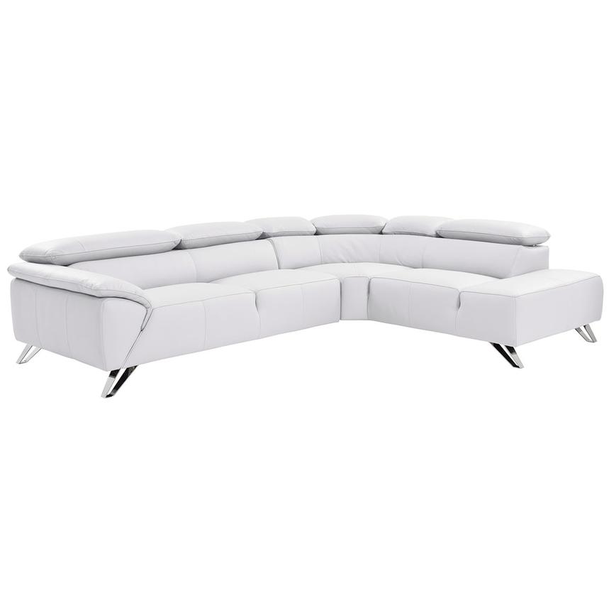 Tesla White Leather Sofa w/Right Chaise El Dorado Furniture