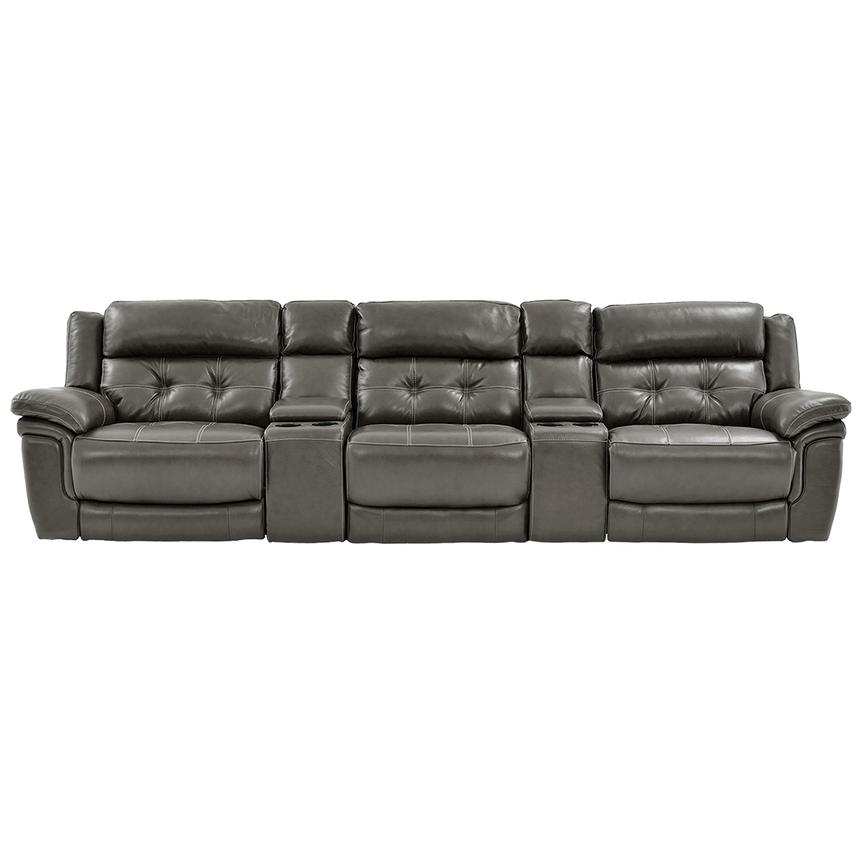 Stallion Gray Home Theater Leather Seating El Dorado Furniture Stallion Gray Home Theater Leather Seating Main Image 1 Of 9 Images