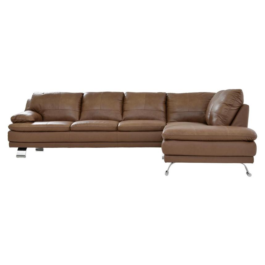 Rio Tan Leather Sofa w/Right Chaise El Dorado Furniture