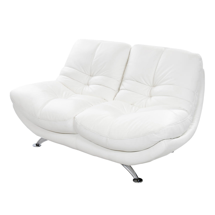 Nevada White Leather Loveseat