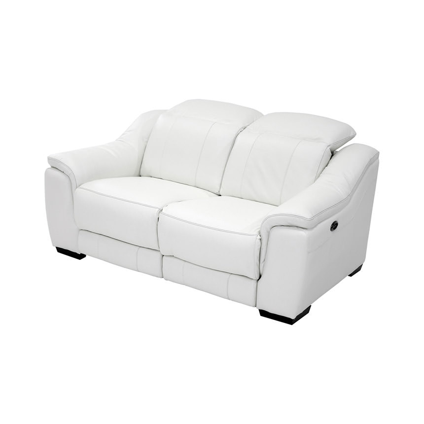 Davis White Leather Power Reclining Loveseat El Dorado Furniture