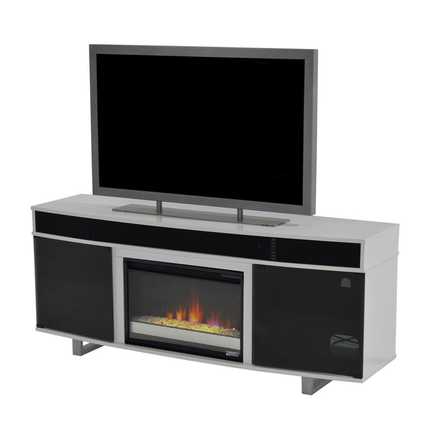 Enterprise White Electric Fireplace W, Tv Stand With Built In Speakers And Fireplace