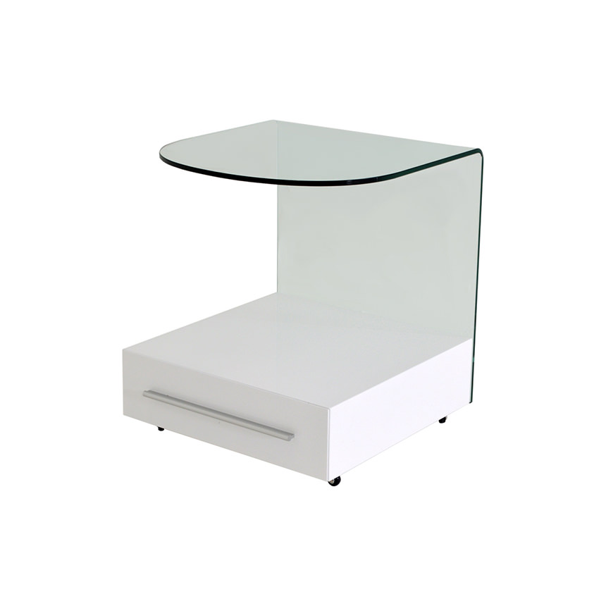 Maria White Side Table W Casters El Dorado Furniture