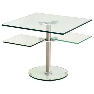 Square Clear Silver Side Table