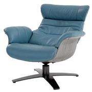 Enzo Blue Leather Swivel Chair  alternate image, 3 of 11 images.