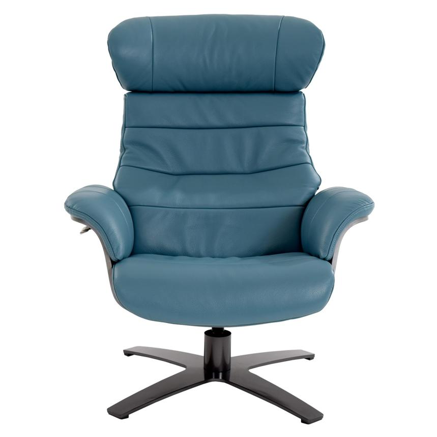 Enzo Blue Leather Swivel Chair  alternate image, 4 of 11 images.
