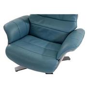 Enzo Blue Leather Swivel Chair  alternate image, 8 of 11 images.