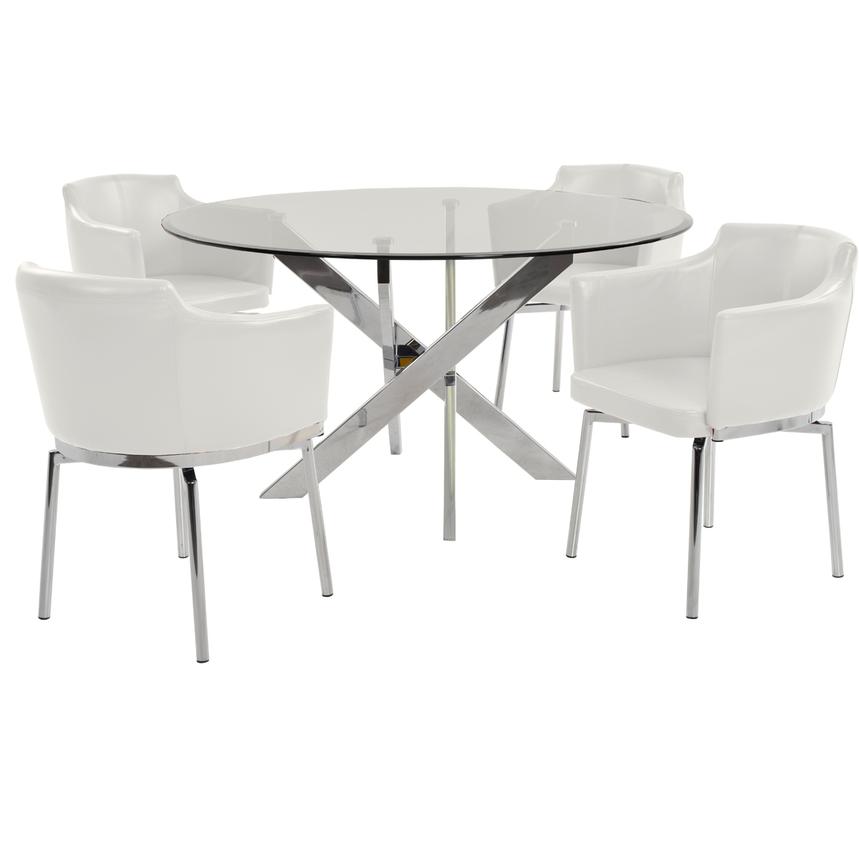 Dusty White Polished 5-Piece Dining Set