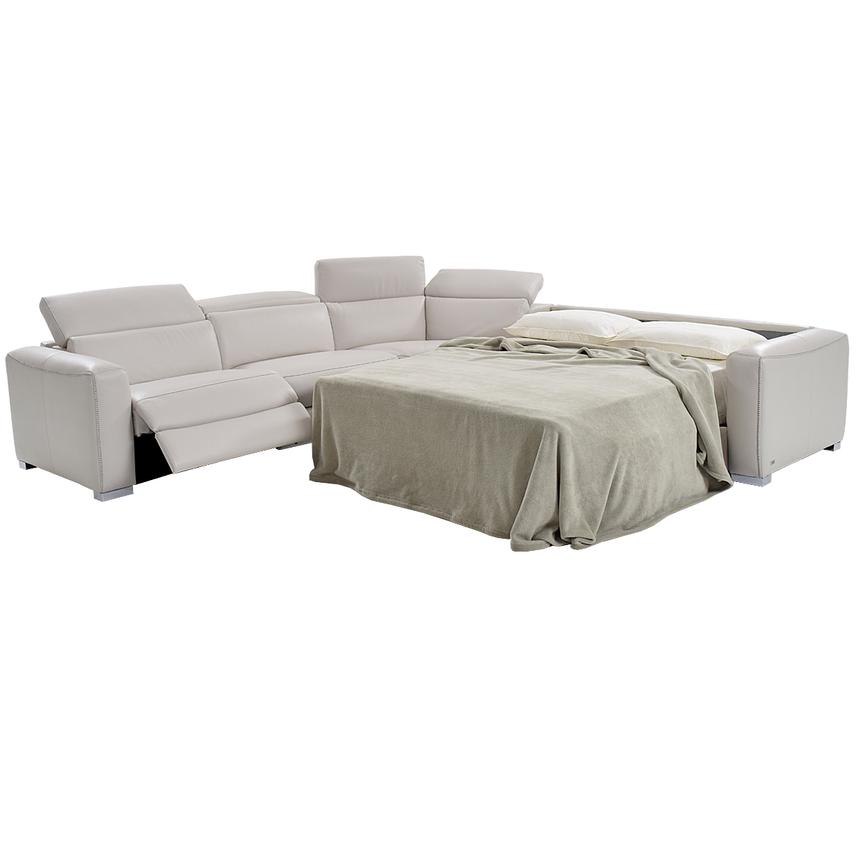 Bay Harbor Light Gray 4PC Leather Power Reclining Sectional w/Right Sleeper  alternate image, 3 of 9 images.