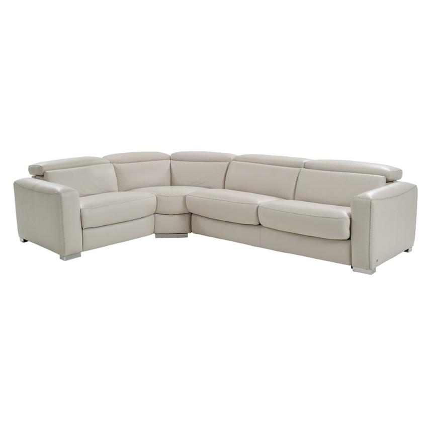 Bay Harbor Light Gray 3PC Leather Power Reclining Sectional w/Right Sleeper  main image, 1 of 9 images.
