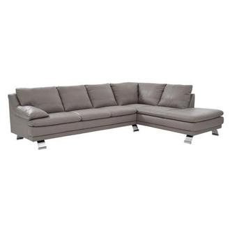 Rio Light Gray Leather Corner Sofa w/Right Chaise