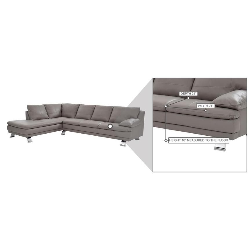 Rio Light Gray Leather Corner Sofa w/Left Chaise  alternate image, 8 of 8 images.