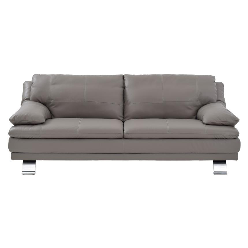 Rio Light Gray Leather Sofa  alternate image, 2 of 8 images.