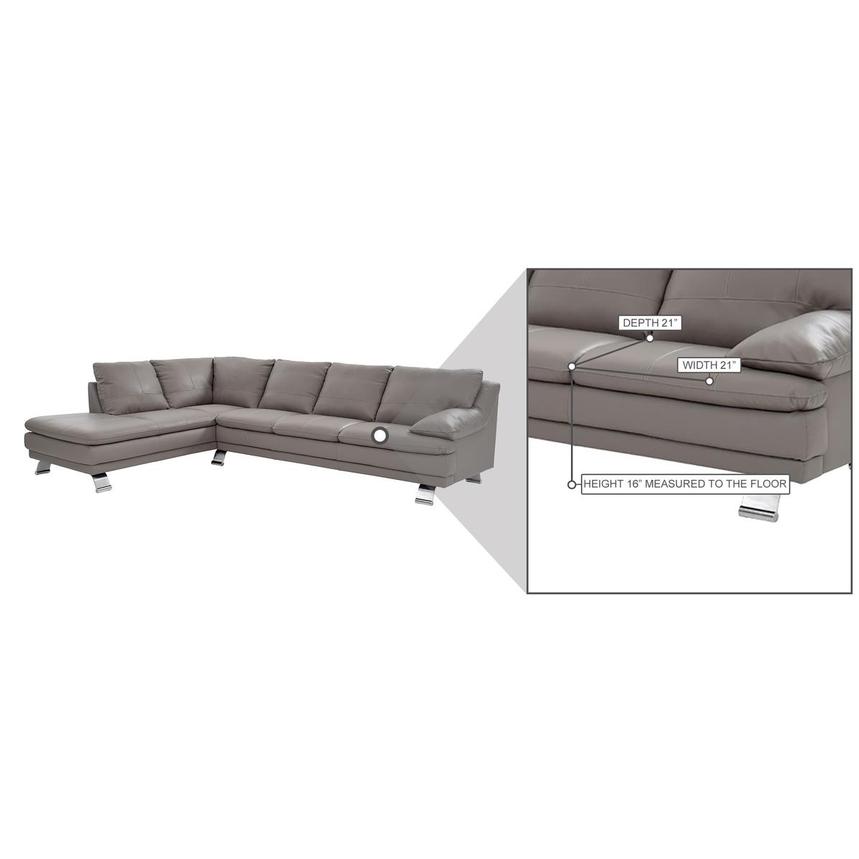 Rio Light Gray Leather Corner Sofa w/Left Chaise alternate image, 8 of 8 images.
