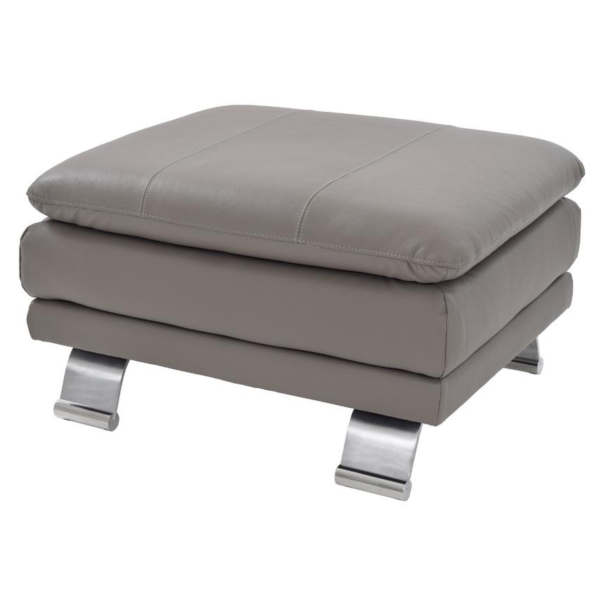 Rio Light Gray Leather Ottoman El Dorado Furniture