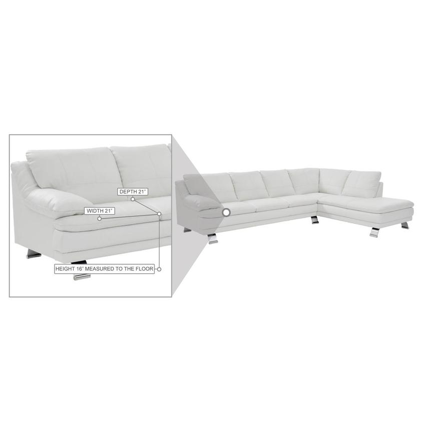 Rio White Leather Corner Sofa w/Right Chaise alternate image, 8 of 8 images.