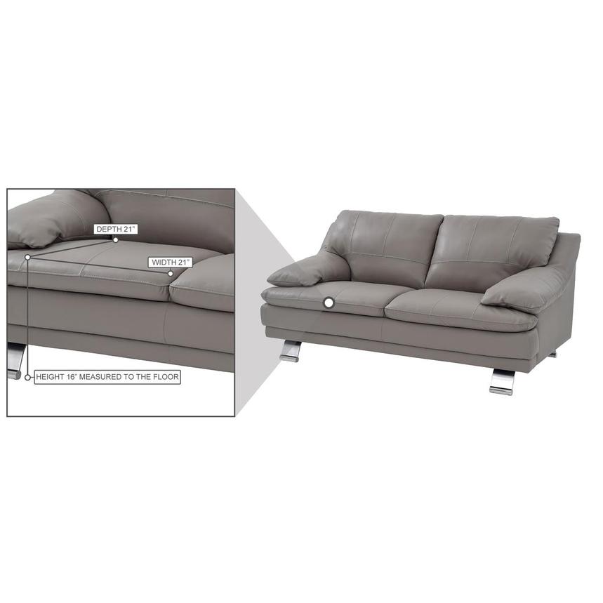 Rio Light Gray Leather Loveseat  alternate image, 8 of 8 images.