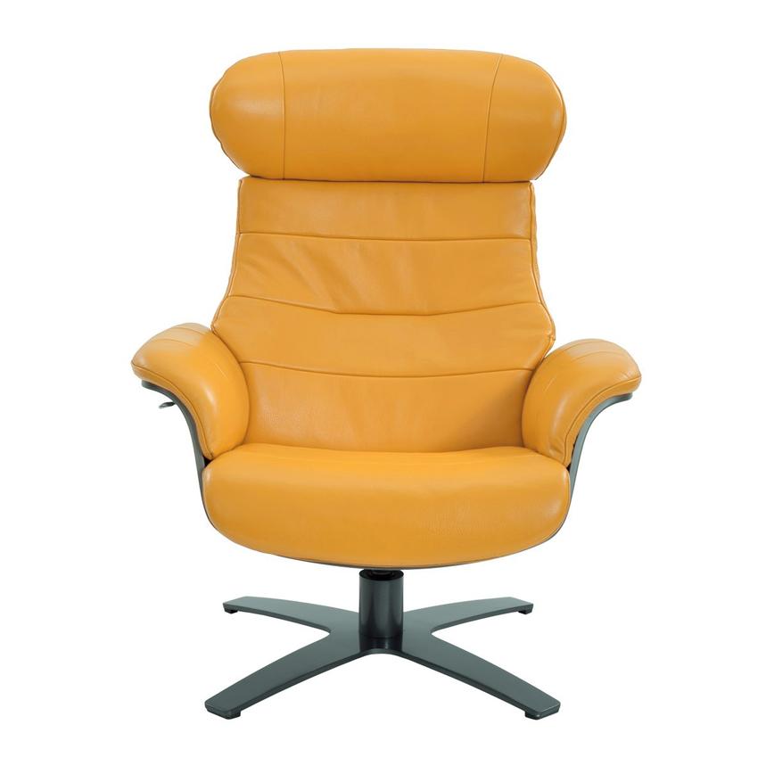 Enzo Yellow Leather Accent Chair  alternate image, 3 of 10 images.
