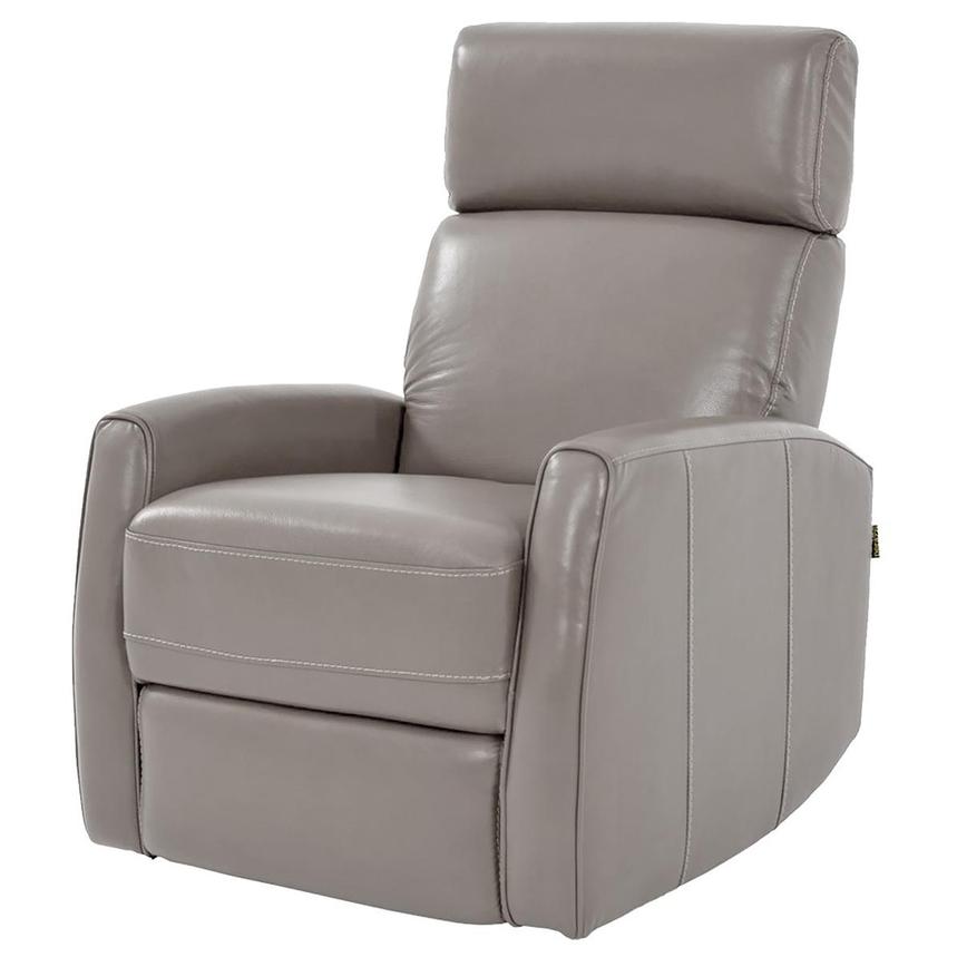 Lucca Gray Leather Power Glider Recliner | El Dorado Furniture