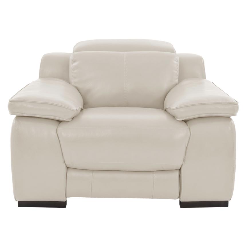 Gian Marco Light Gray Leather Power Recliner  alternate image, 3 of 9 images.