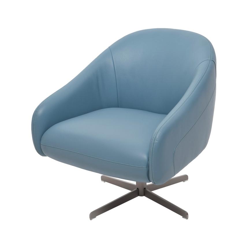 Brookville Blue Leather Swivel Chair | El Dorado Furniture