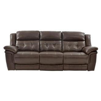 Stallion Brown Leather Reclining Sofa W Console El Dorado Stallion Brown Leather Reclining