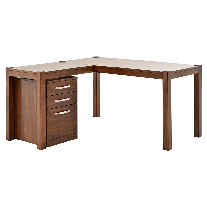 Kayu L Shaped Desk W File Cabinet El Dorado Furniture