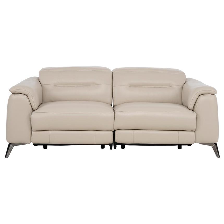 Anabel Cream Leather Power Reclining Loveseat  alternate image, 3 of 9 images.