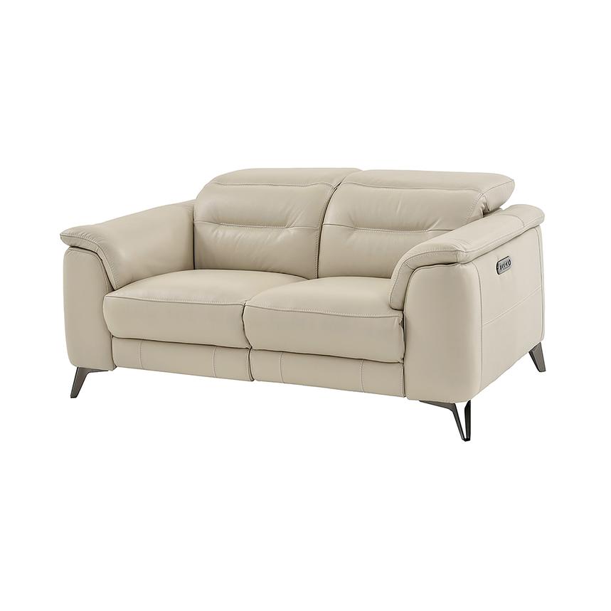 Anabel Cream Leather Power Reclining Loveseat  main image, 1 of 14 images.