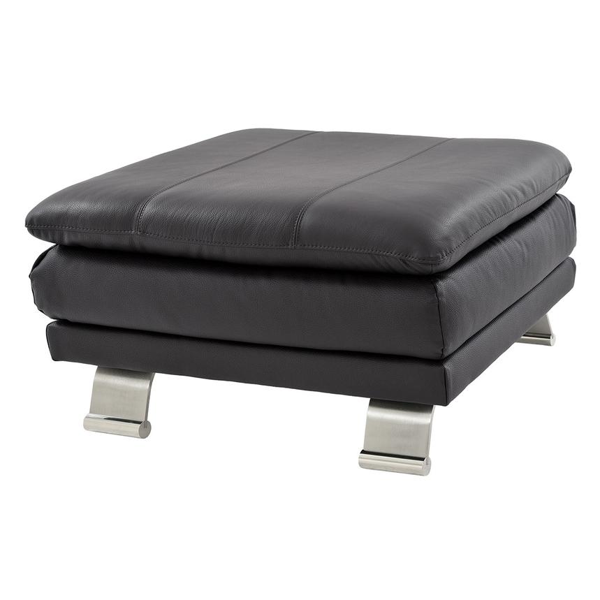 Rio Dark Gray Leather Ottoman  alternate image, 2 of 5 images.