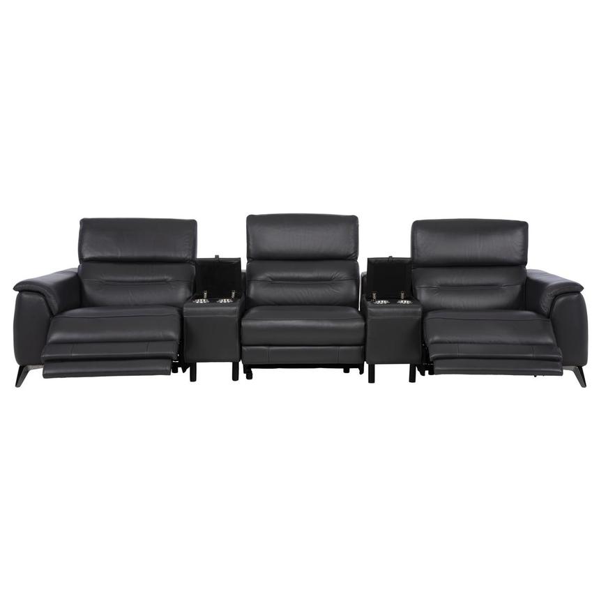 Anabel Gray Home Theater Leather Seating with 5PCS/2PWR  alternate image, 3 of 12 images.