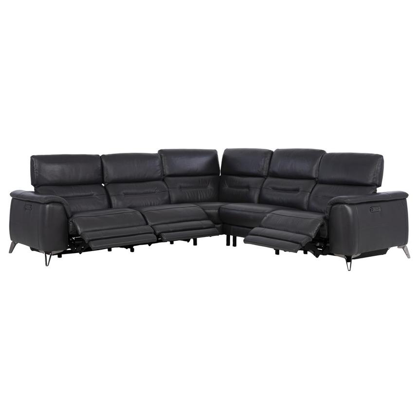 Anabel Gray Leather Power Reclining Sectional with 5PCS/3PWR  alternate image, 3 of 11 images.
