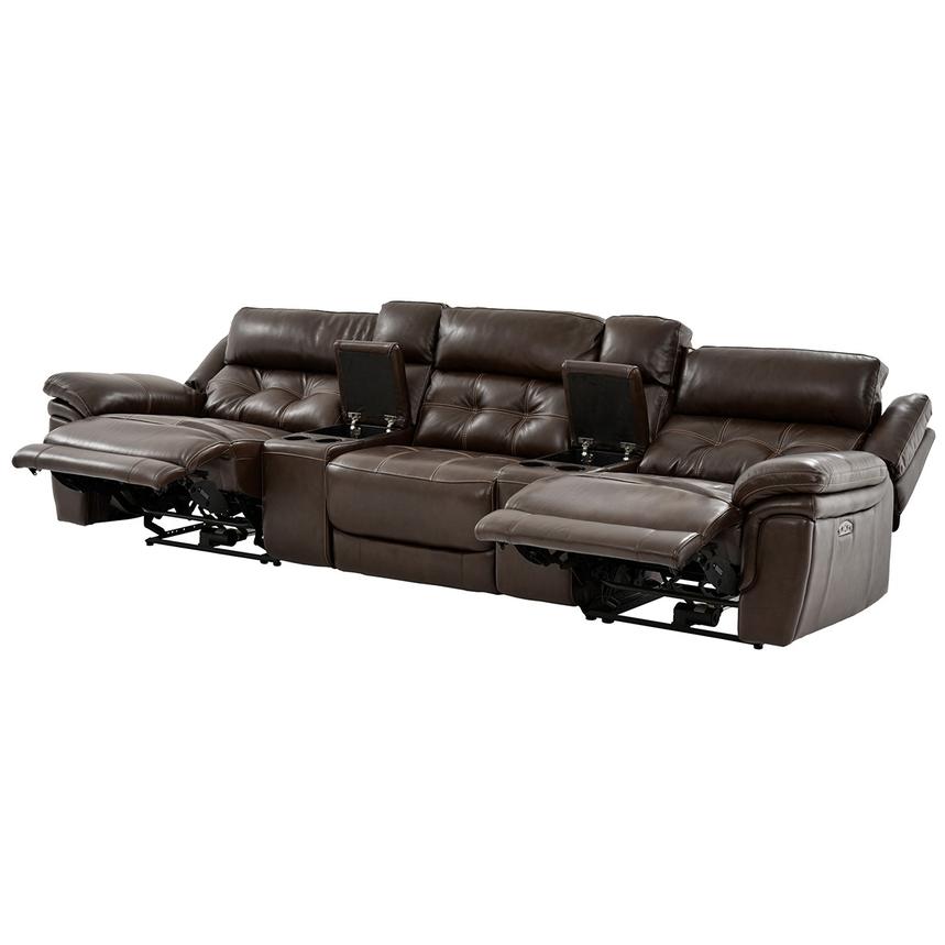 Stallion Brown Home Theater Leather Seating with 5PCS/2PWR  alternate image, 2 of 11 images.