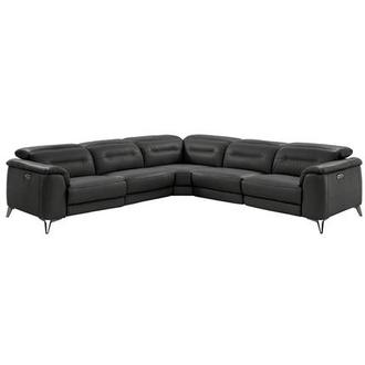 Anabel Gray Leather Power Reclining Sectional with 5PCS/3PWR