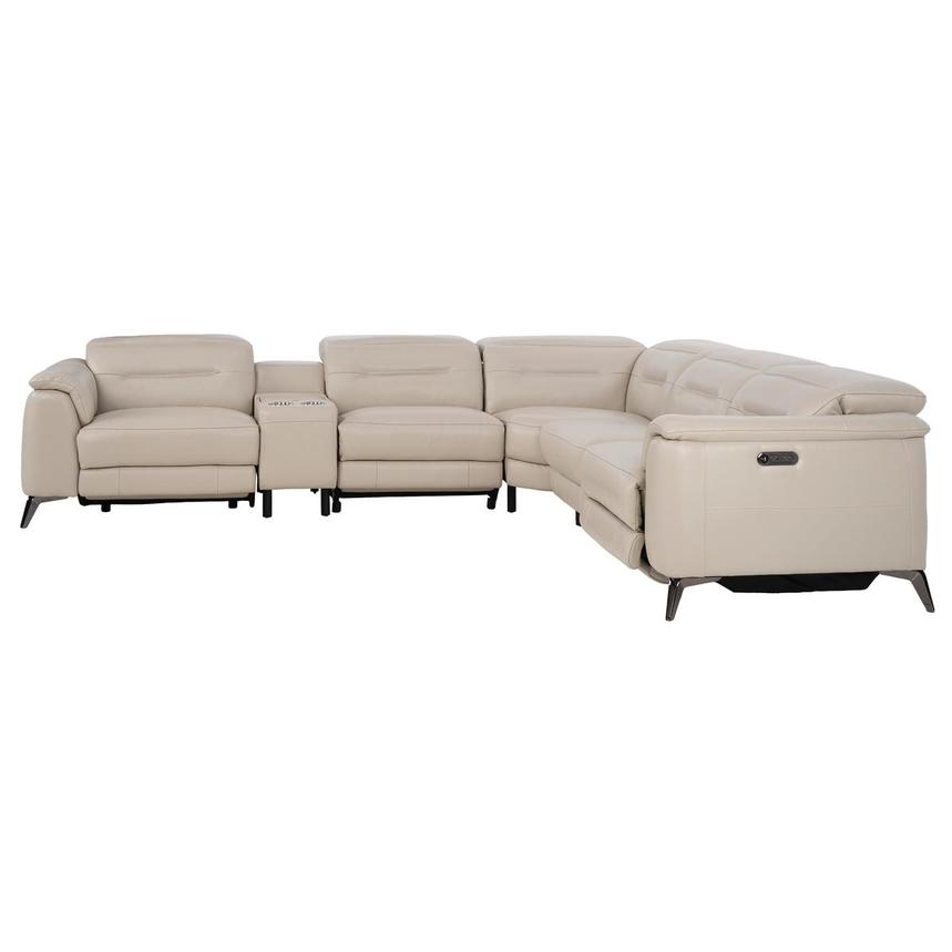 Anabel Cream Leather Power Reclining Sectional with 6PCS/3PWR  alternate image, 3 of 12 images.