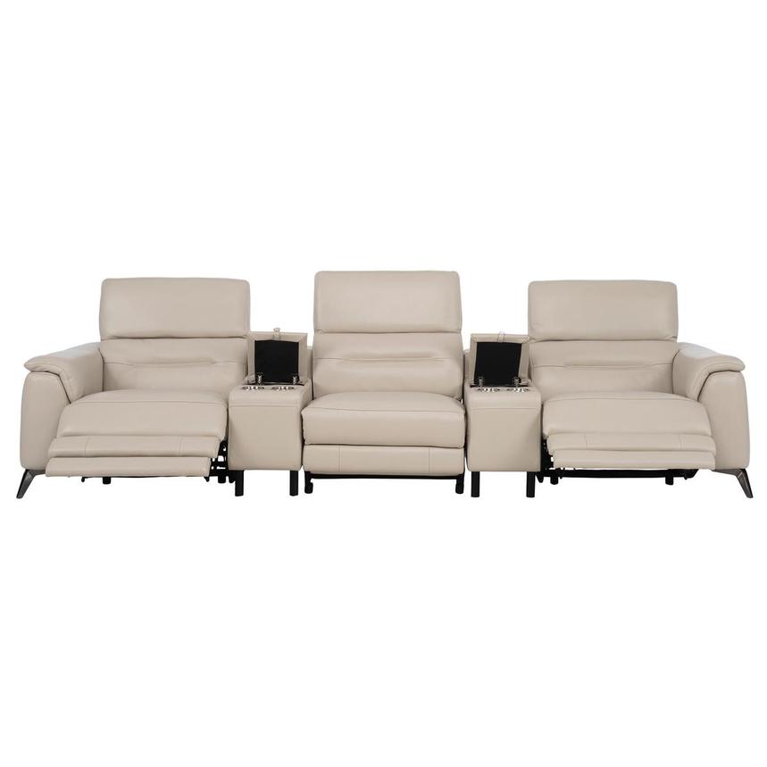 Anabel Cream Home Theater Leather Seating with 5PCS/2PWR  alternate image, 3 of 11 images.