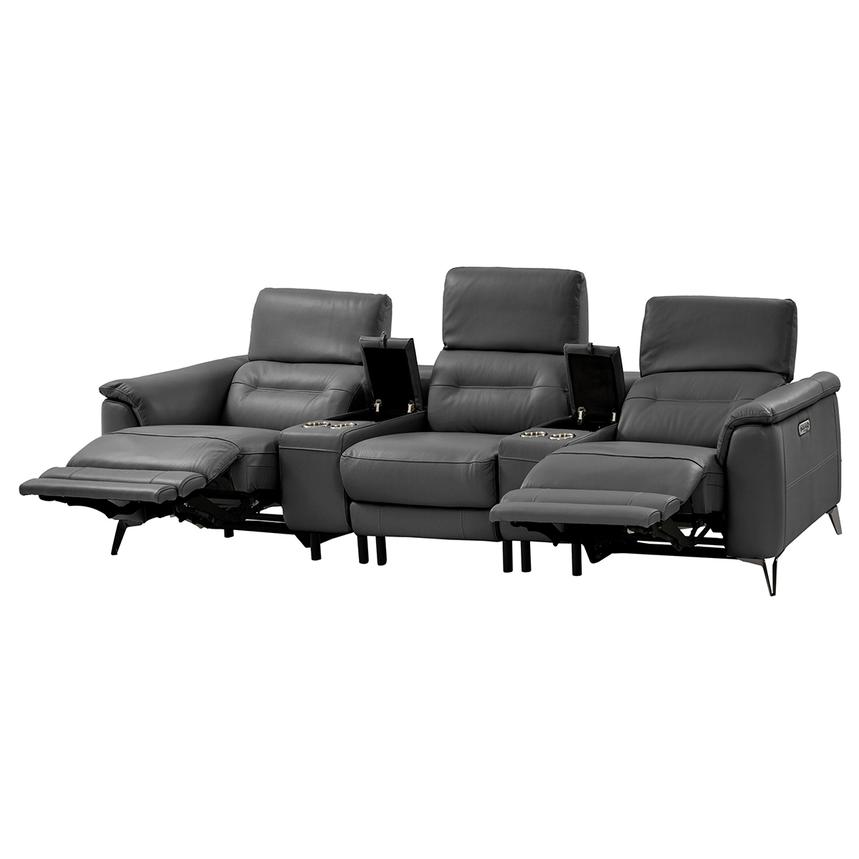 Anabel Gray Home Theater Leather Seating with 5PCS/2PWR  alternate image, 3 of 11 images.