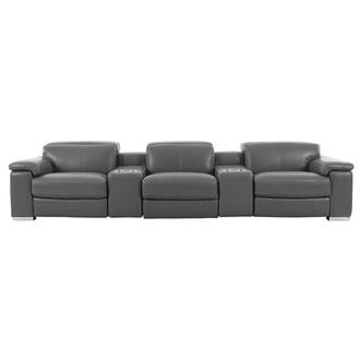 Charlie Gray Home Theater Leather Seating with 5PCS/2PWR