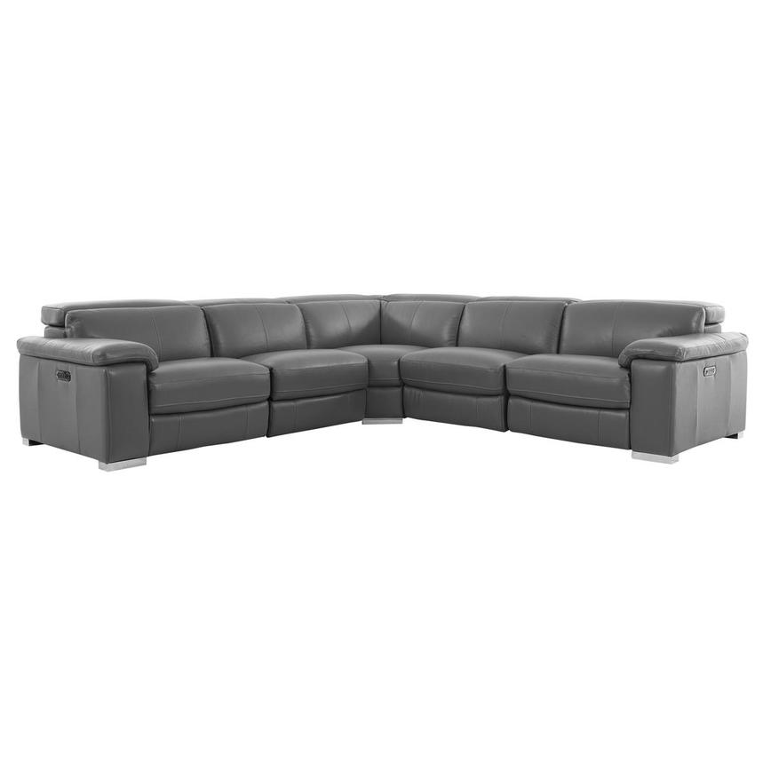 Charlie Gray Leather Power Reclining Sectional with 5PCS/3PWR main image, 1 of 13 images.