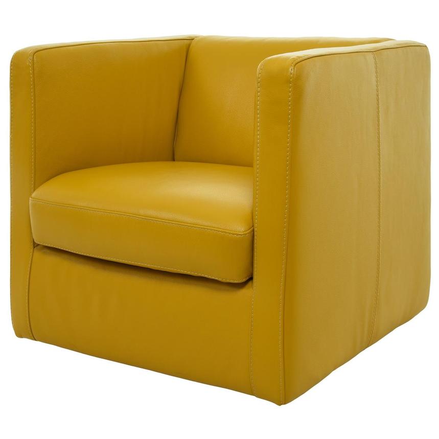 Cute Yellow Leather Accent Chair  main image, 1 of 9 images.