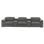 Charlie Gray Home Theater Leather Seating with 5PCS/2PWR  main image, 1 of 11 images.