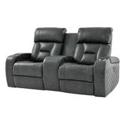 Gio Gray Leather Power Reclining Sofa w/Console  main image, 1 of 15 images.