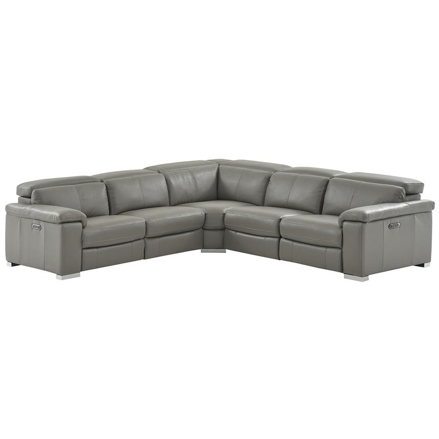 Charlie Gray Leather Power Reclining, Gray Leather Sectional Sofa With Recliners