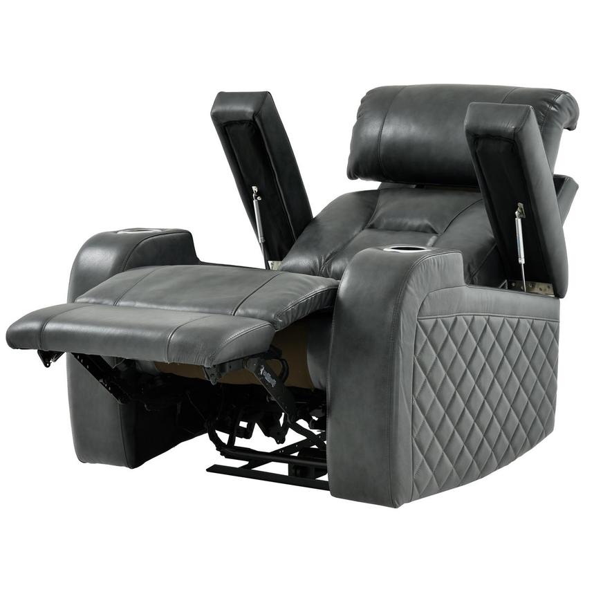 Gio Gray Leather Power Recliner alternate image, 3 of 14 images.
