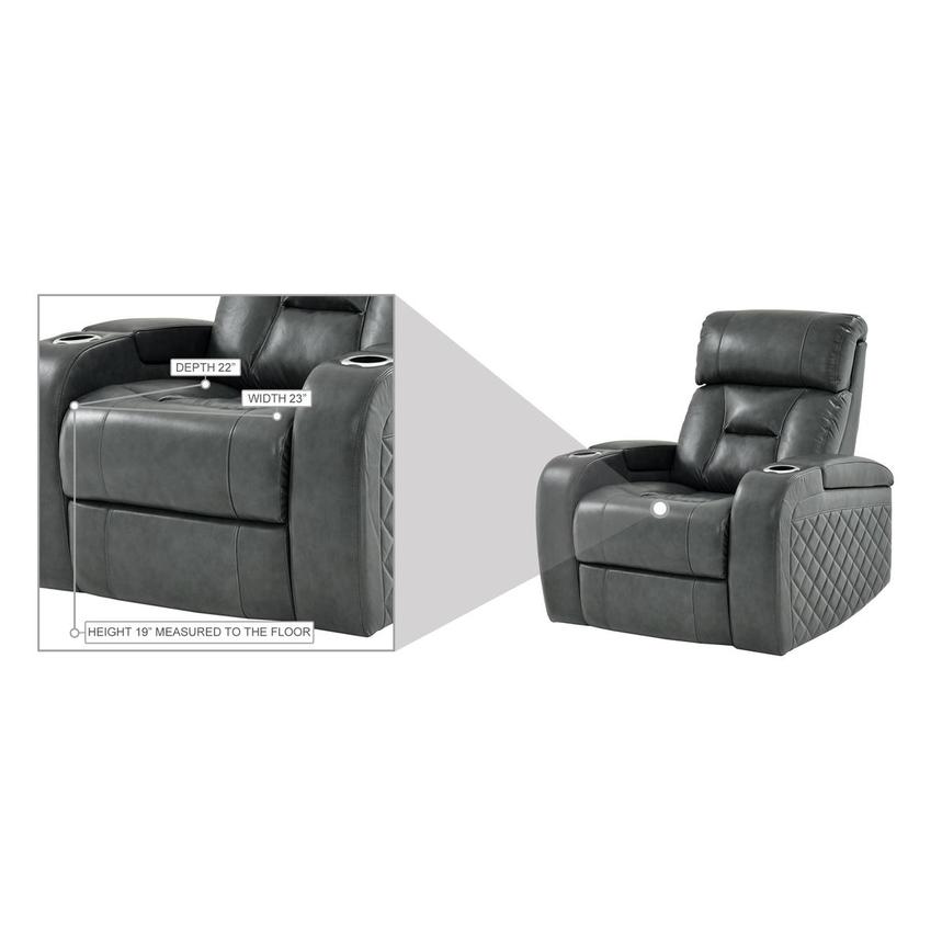Gio Gray Leather Power Recliner alternate image, 13 of 14 images.