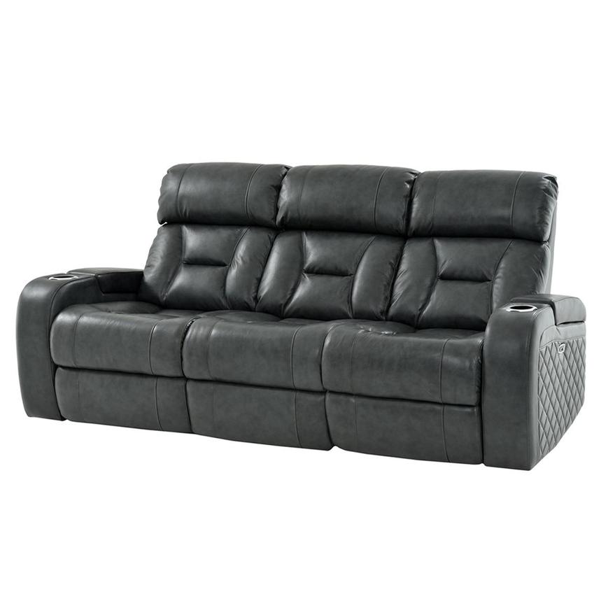 Gio Gray Leather Power Reclining Sofa alternate image, 3 of 16 images.