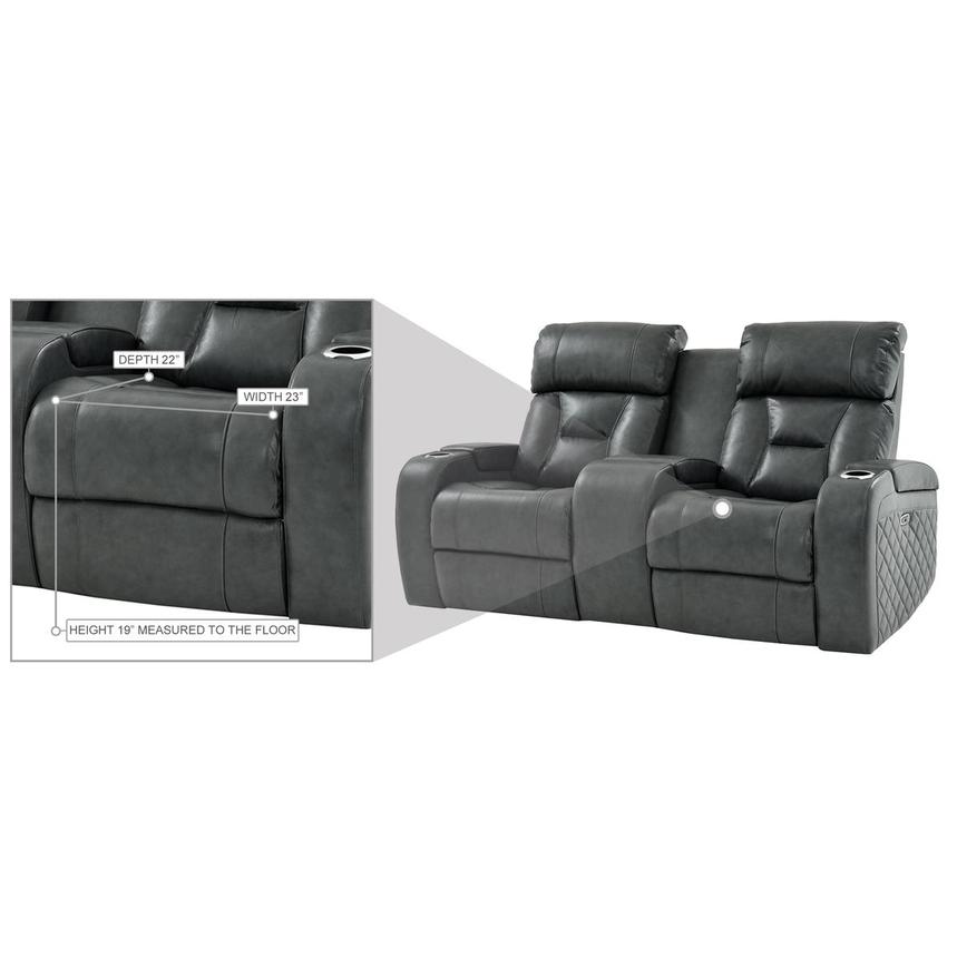 Gio Gray Leather Power Reclining Sofa w/Console | El Dorado Furniture